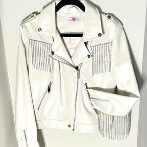 Rife White Fringe Leather Jacket